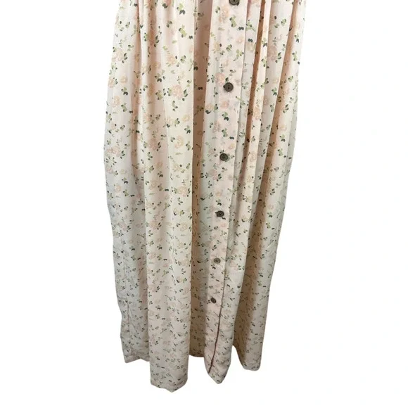 Vtg 90s Express Prairie Dress Denim Bodice Floral Maxi Cottagecore Coquette M - Picture 9 of 15